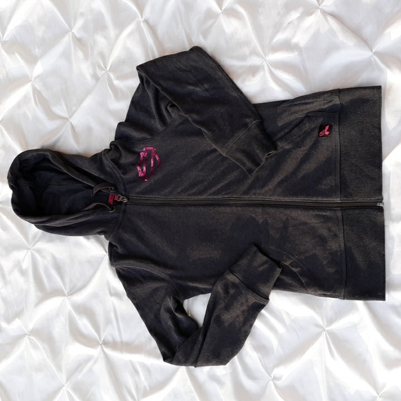 Harley Davidson Size XS Breast Cancer Awareness Grey Pink Sequin Hoodie - Picture 3 of 17